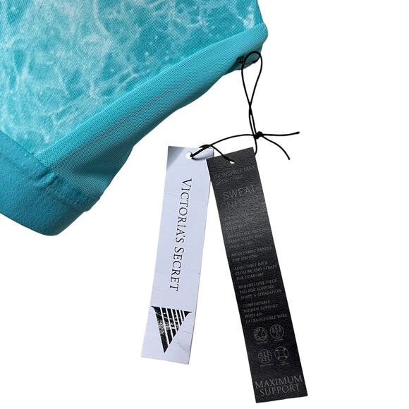 Victoria's Secret Incredible Max Sweat On Point Sports Bra Water Print Blue 36D - Picture 4 of 4